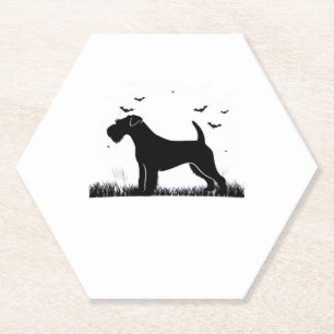 Lakeland Terrier Dog � Halloween Moon Silhouette C Paper Coaster