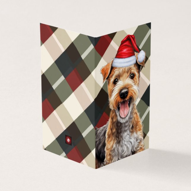 Lakeland Terrier Holiday Plaid Christmas Card (Outside)