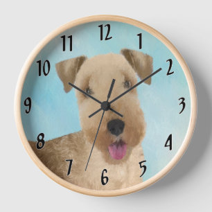 Lakeland Terrier Painting - Cute Original Dog Art Clock