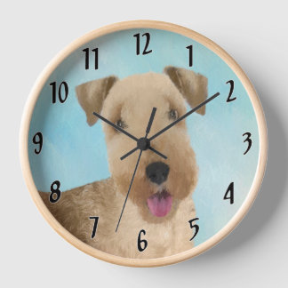 Lakeland Terrier Painting - Cute Original Dog Art Clock