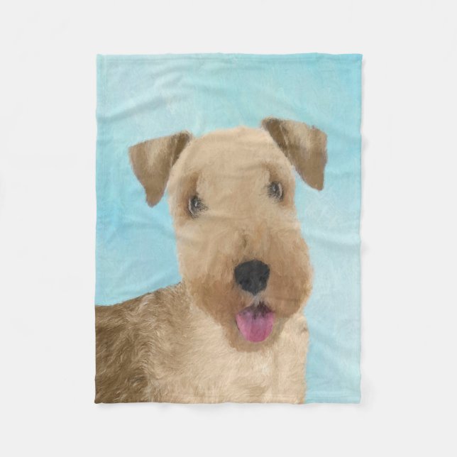 Lakeland Terrier Painting - Cute Original Dog Art Fleece Blanket (Front)