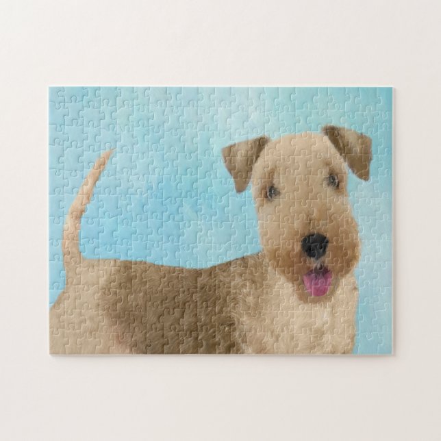 Lakeland Terrier Painting - Cute Original Dog Art Jigsaw Puzzle (Horizontal)