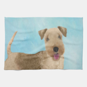 Lakeland Terrier Painting - Cute Original Dog Art Tea Towel