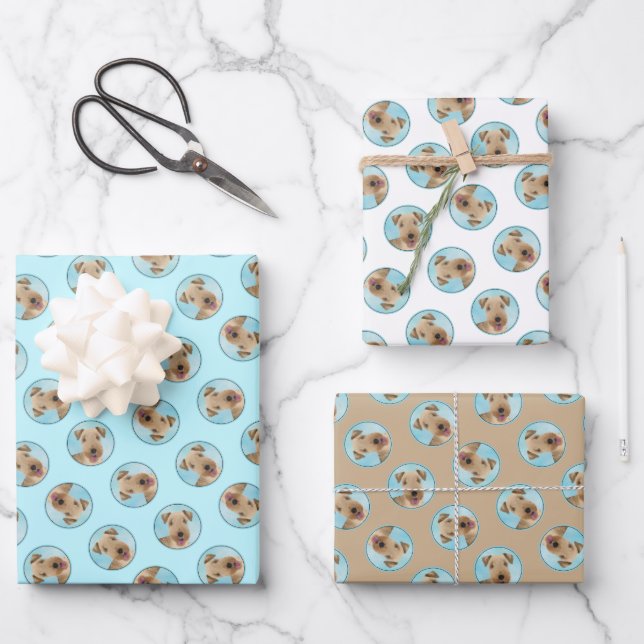 Lakeland Terrier Painting Cute Original Dog Art Wrapping Paper Sheet (Front)