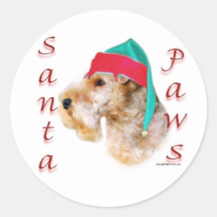 Lakeland Terrier Santa Paws Classic Round Sticker