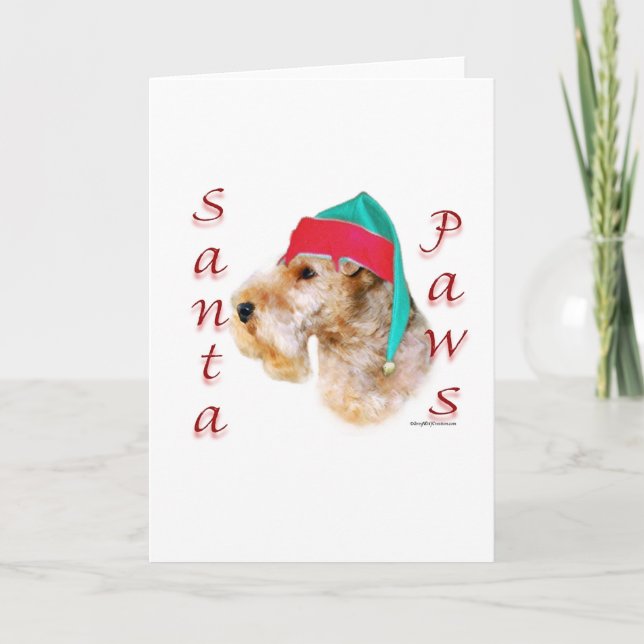 Lakeland Terrier Santa Paws Holiday Card (Front)