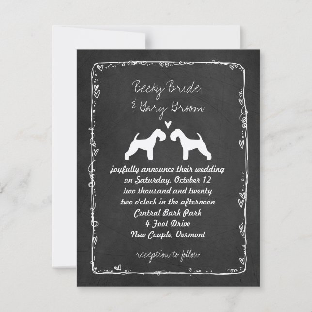 Lakeland Terrier Silhouettes Wedding Announcement (Front)