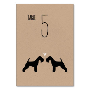 Lakeland Terrier Silhouettes Wedding Reception Table Number
