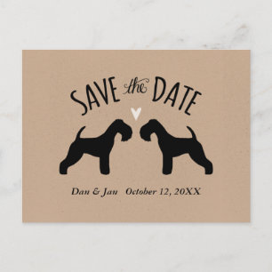 Lakeland Terrier Silhouettes Wedding Save the Date Announcement Postcard