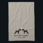 Lakeland Terrier Silhouettes with Heart and Text Tea Towel<br><div class="desc">Lakeland Terrier Silhouettes with Heart and Customisable Text. Great for a thoughtful wedding shower gift.</div>