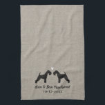 Lakeland Terrier Silhouettes with Heart and Text Tea Towel<br><div class="desc">Lakeland Terrier Silhouettes with Heart and Customisable Text. Great for a thoughtful wedding shower gift.</div>