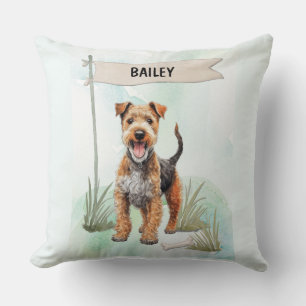 Lakeland Terrier Watercolor Personalized Dog Cushion
