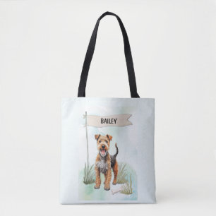 Lakeland Terrier Watercolor Personalized Dog Tote Bag