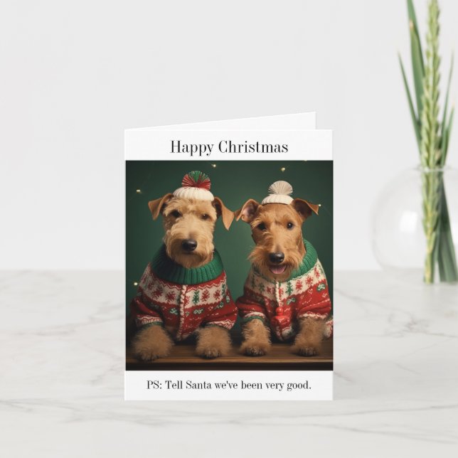 Lakeland Terriers in Christmas Jumpers Card (Front)