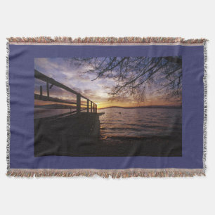 Lakeshore Sunset Lake design Blanket