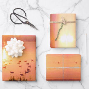 Lakeshore Sunset sunrise Lake Arrowhead Wrapping Paper Sheet