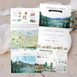 Lakeside Campground Resort | Illustrated Wedding Tri-Fold Invitation<br><div class="desc">Set the tone for an exciting wedding weekend with a custom itinerary invitation. This "roomy" invitation is a great way to give your guests additional information on the wedding. These cards can list the festivities surrounding your wedding weekend, such as welcome cocktails, after-parties, and morning after brunches. If you’re planning...</div>