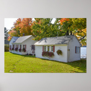 Lakeside Cottages in Vermont in Autumn Poster