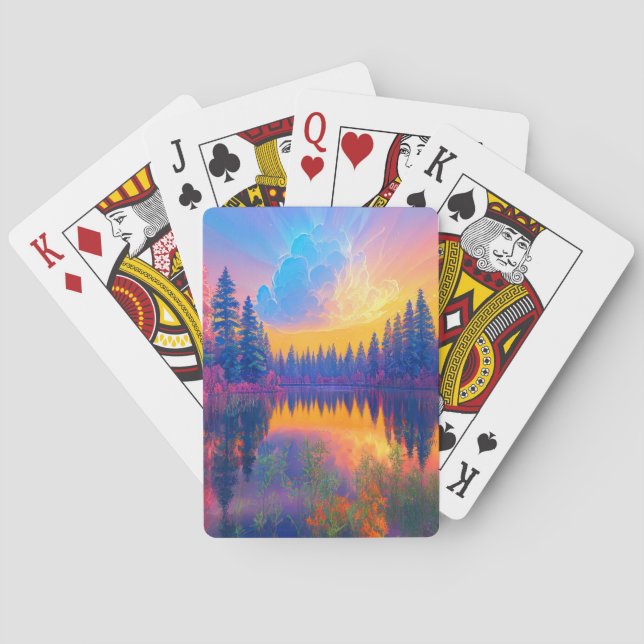 Lakeside Dreams, a Sunset's Kaleidoscope Playing Cards (Back)
