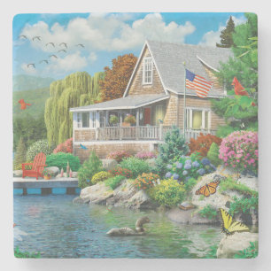 Lakeside Memories Fine Art Stone Coaster