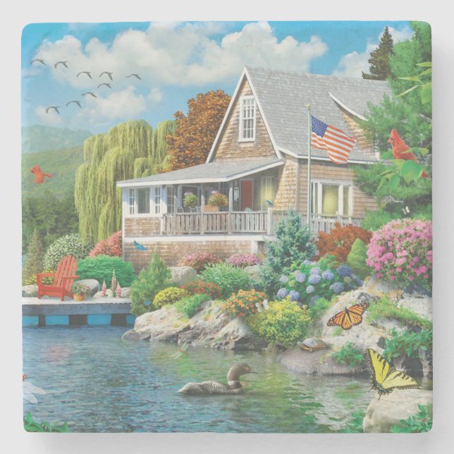 Lakeside Memories Fine Art Stone Coaster (Front)