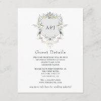 Lakeside Monogram Crest Wedding Guest Details