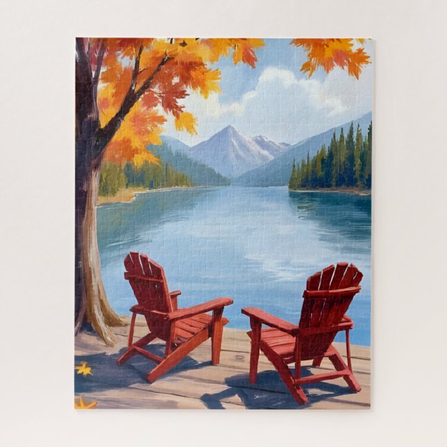 Lakeside Morning | Peaceful Mountain Landscape Jigsaw Puzzle (Vertical)