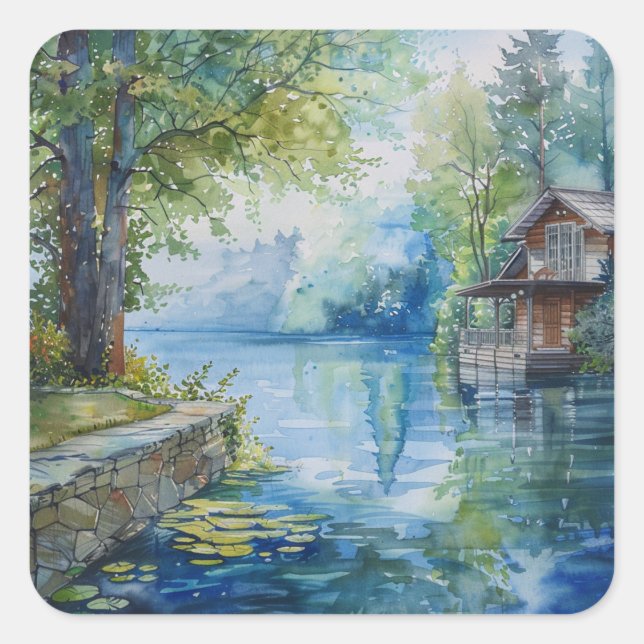 Lakeside Retreat Square Sticker (Front)