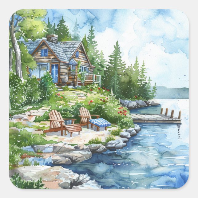 Lakeside Retreat Square Sticker (Front)