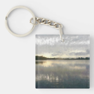 Lakeside Sunset Watercolor Keychain