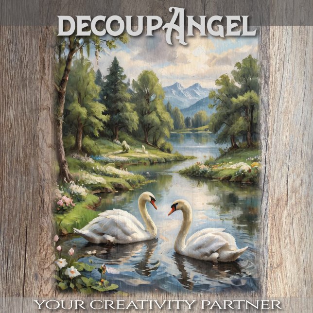 Lakeside Swans - Decoupage - Tissue Paper (Creator Uploaded)
