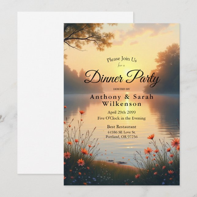 Lakeside Twilight Whispers by the Water Invitation (Front/Back)