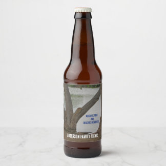 Lakeside View Lakehouse Gathering Family Picnic Beer Bottle Label