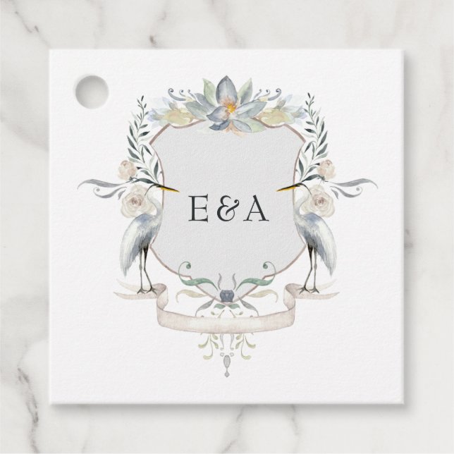 Lakeside Wedding Monogram Crest Favour Tags (Front)
