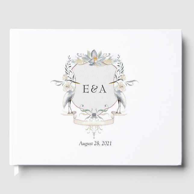 Lakeside Wedding Monogram Crest Guest Book (Front)