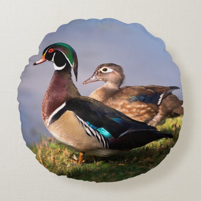Lakeside, Wood Duck Round Cushion (Front)