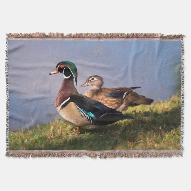 Lakeside, Wood Duck Throw Blanket (Front)