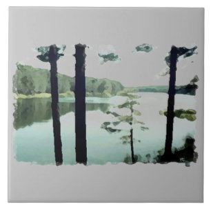 Lakeview Lake Photography Abstract Tile