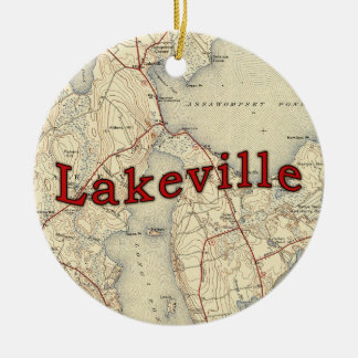 Lakeville Massachusetts Old Map Ceramic Tree Decoration