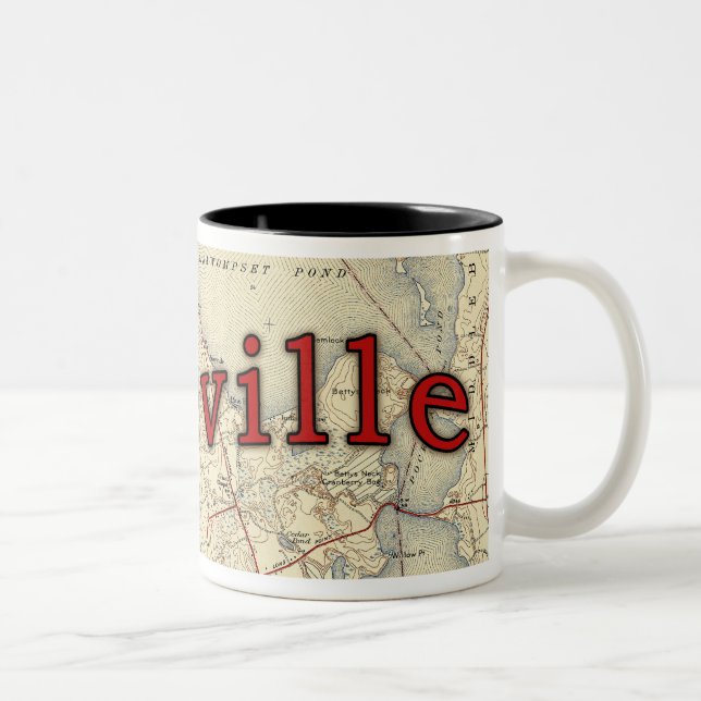 Lakeville Massachusetts Old Map Two-Tone Coffee Mug (Right)
