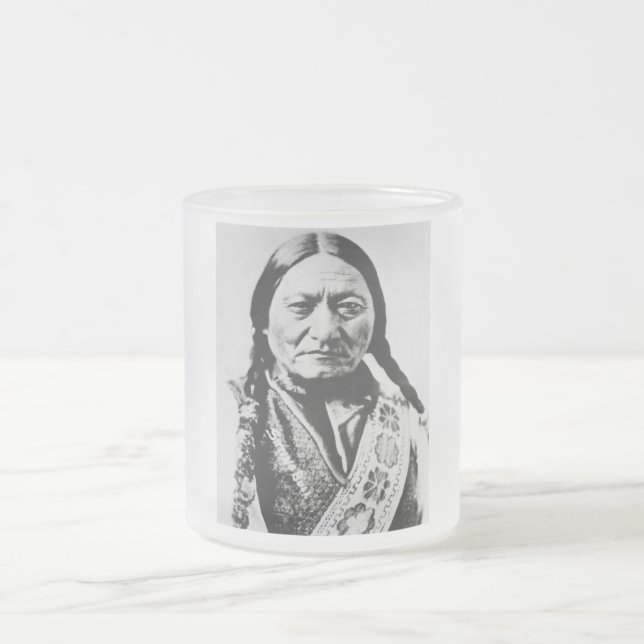 Lakota Chief Surrender: Sitting Bull Fort Buford Frosted Glass Coffee Mug (Center)
