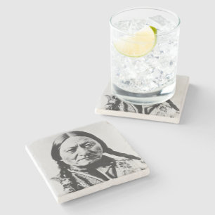 Lakota Chief Surrender: Sitting Bull Fort Buford Stone Coaster
