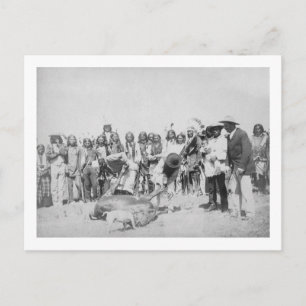 Lakota Indians Skinning Cattle Photograph Postcard