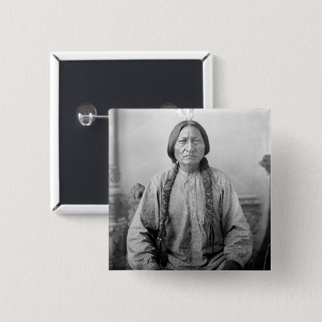 Lakota Leader Sitting Bull Native American Indian  15 Cm Square Badge (Front & Back)