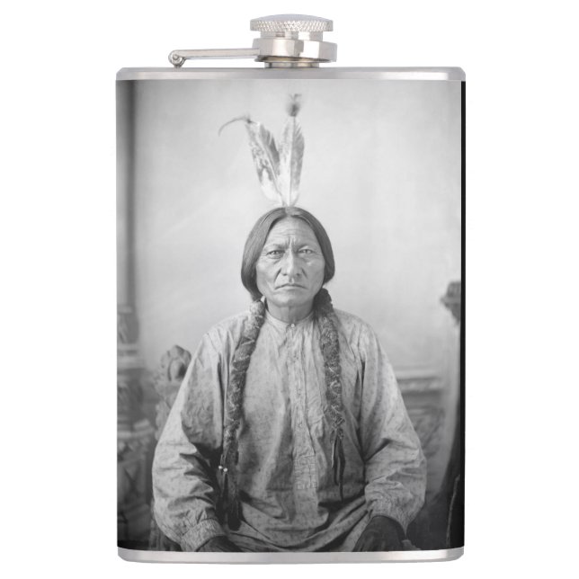 Lakota Leader Sitting Bull Native American Indian  Hip Flask (Front)