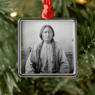 Lakota Leader Sitting Bull Native American Indian  Metal Tree Decoration
