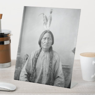 Lakota Leader Sitting Bull Native American Indian Pedestal Sign