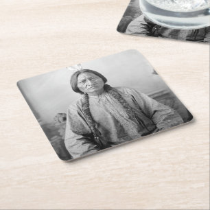 Lakota Leader Sitting Bull Native American Indian  Square Paper Coaster