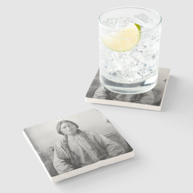Lakota Leader Sitting Bull Native American Indian  Stone Coaster (Side)