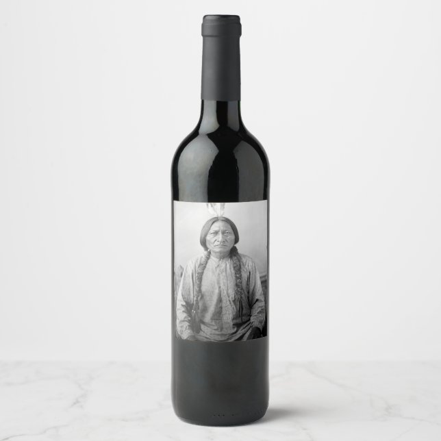 Lakota Leader Sitting Bull Native American Indian  Wine Label (Front)